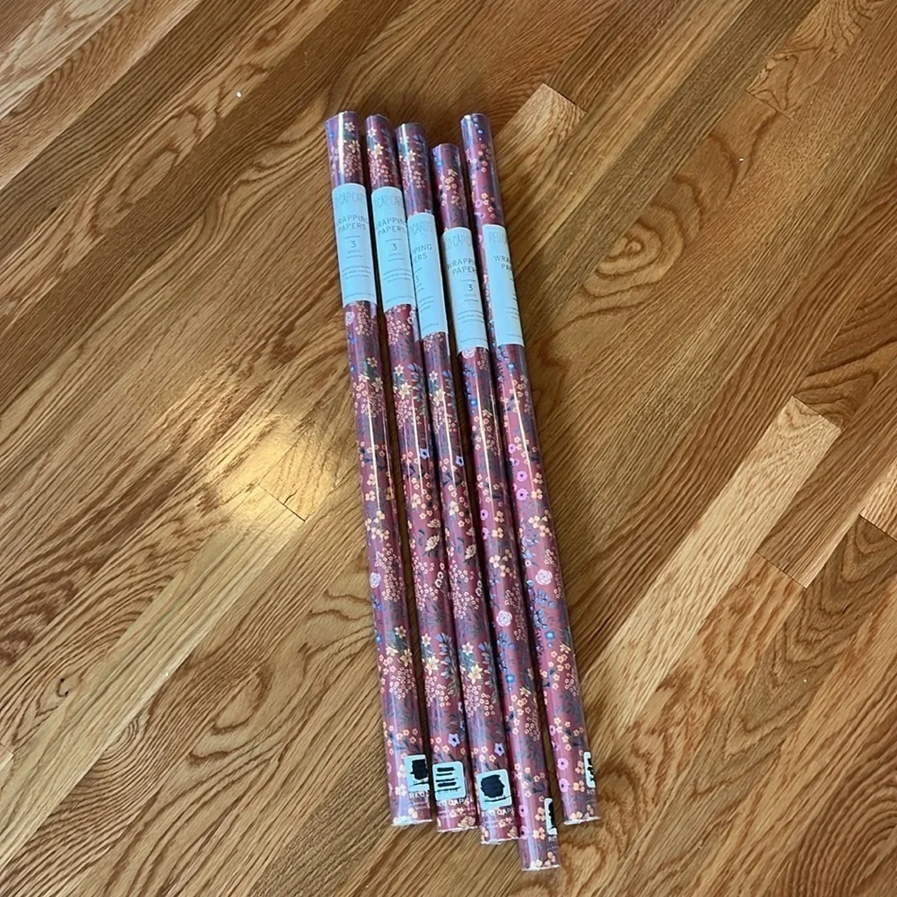 Anthropologie Red Plum Wrapping Paper NIP Set of 5 Rolls
